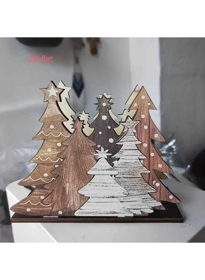 حامل مناديل خشب شجرة عيد الميلاد موزع ورق تواليت ديكور عطلة ريفي هدية - Image 3